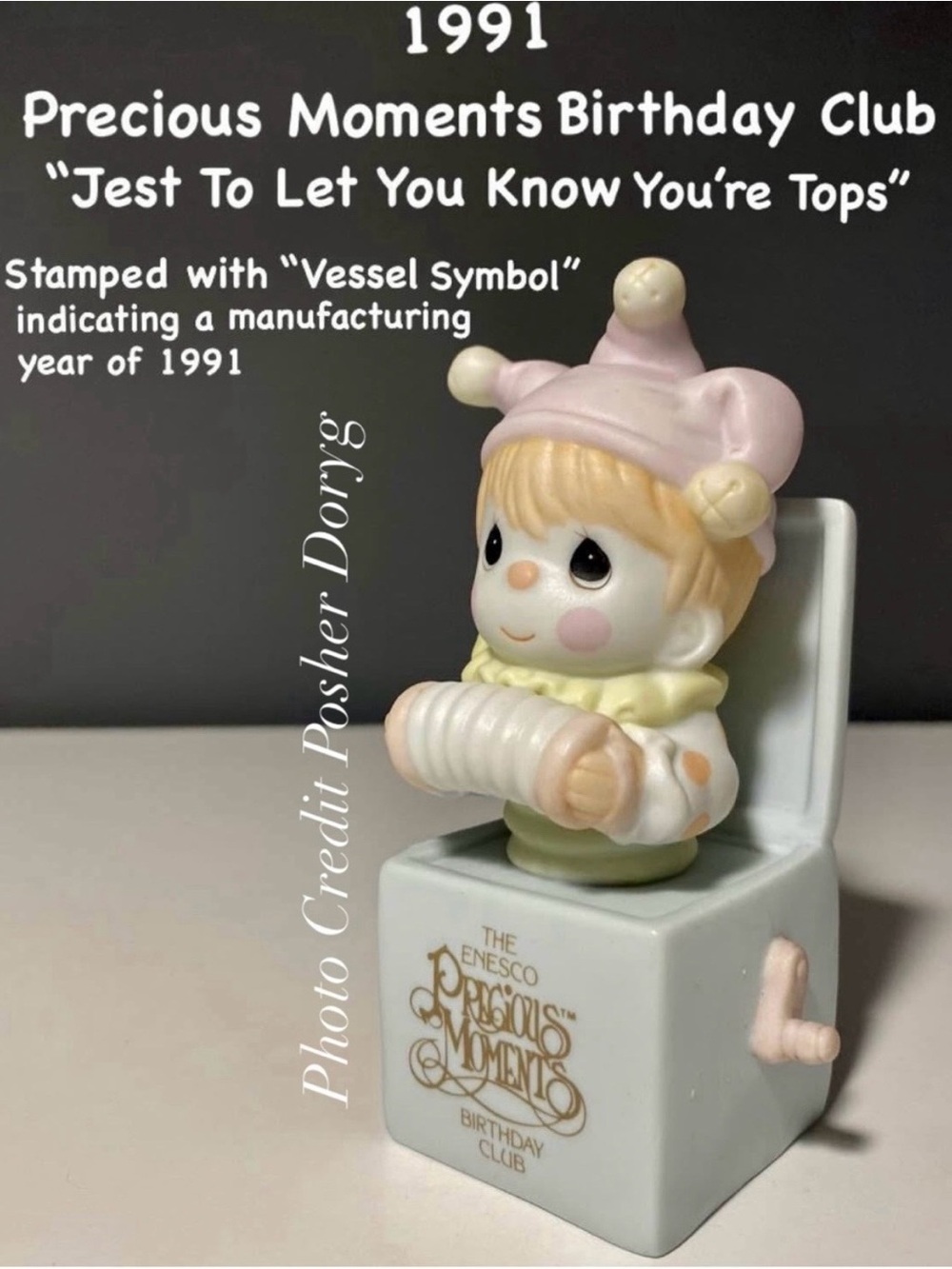 Enesco Precious Moments Jack-in-the-Box Figurine in Pastel Pink and Cream